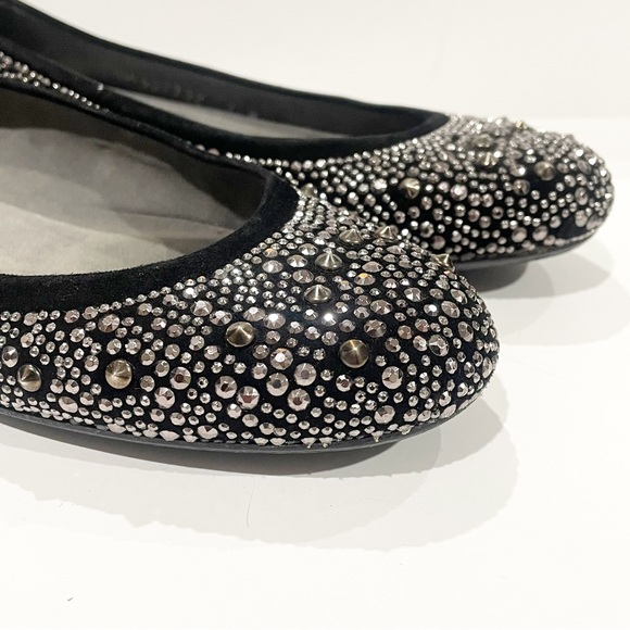 Stuart Weitzman Nubeads Flats Suede Black Studded 7 - Picture 4 of 11